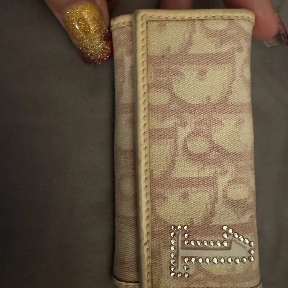 Dior Pink Monogram rhinestone key holder